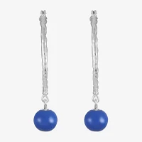 Liz Claiborne Bead Drop Womens 49mm Round Hypoallergenic Hoop Earrings