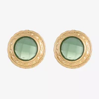 Monet Jewelry Gold Tone White 13.6mm Oval Stud Earrings