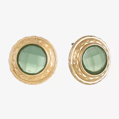Monet Jewelry Gold Tone White 13.6mm Oval Stud Earrings