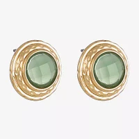 Monet Jewelry Gold Tone White 13.6mm Oval Stud Earrings