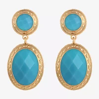 Monet Jewelry Gold Tone Double Blue Oval Drop Earrings
