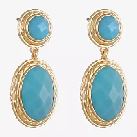 Monet Jewelry Gold Tone Double Blue Oval Drop Earrings