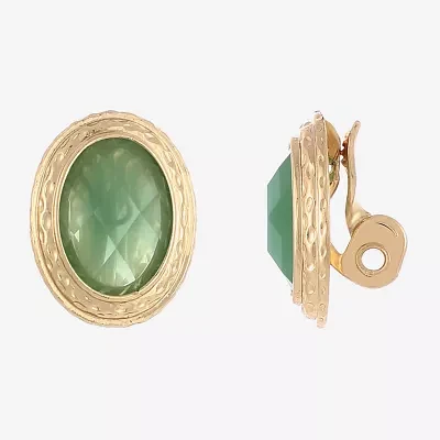 Monet Jewelry Gold Tone Orange Oval Clip On Earrings