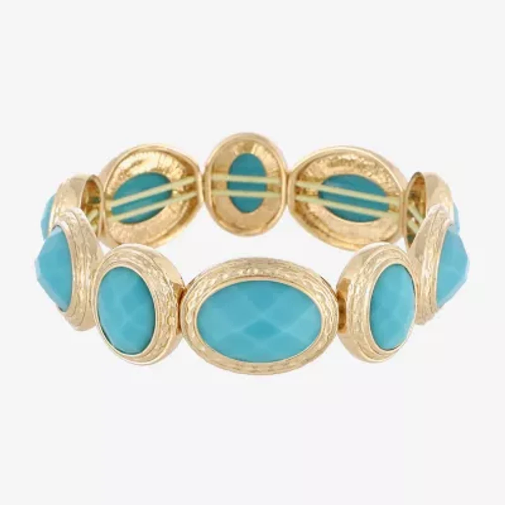 Monet Jewelry Gold Tone White Oval Stretch Bracelet