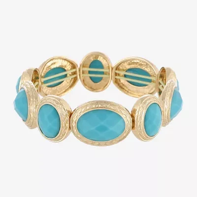 Monet Jewelry Gold Tone White Oval Stretch Bracelet