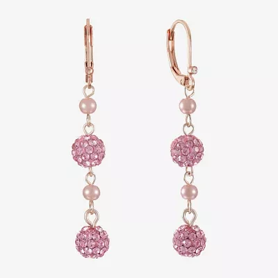 Monet Jewelry Womens Glass Simulated Pearl Drop Earrings