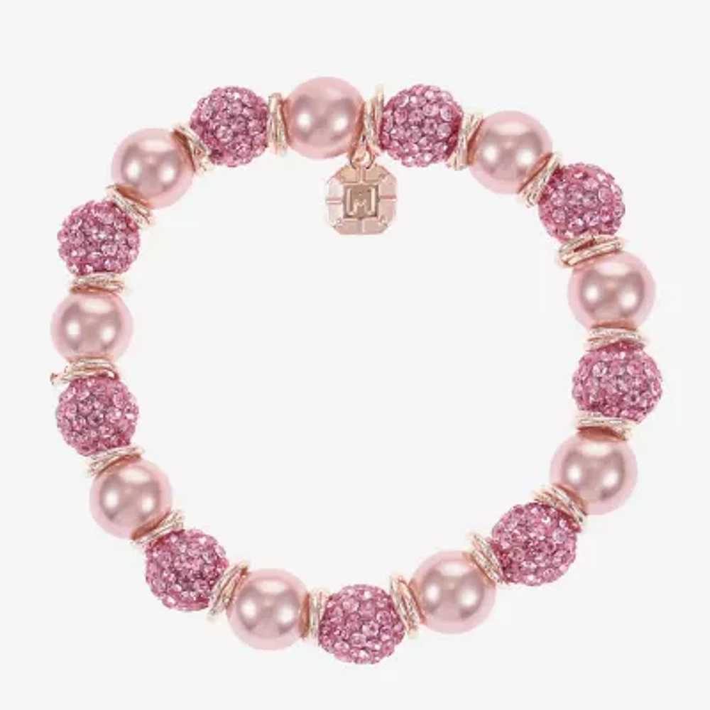 Monet Jewelry Womens Glass Simulated Pearl Round Stretch Bracelet