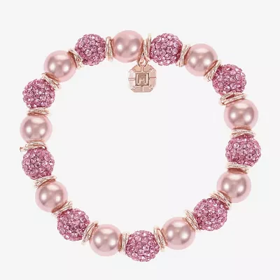 Monet Jewelry Womens Glass Simulated Pearl Round Stretch Bracelet