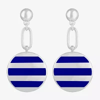 Liz Claiborne Paperclip Striped Enamel Drop Earrings