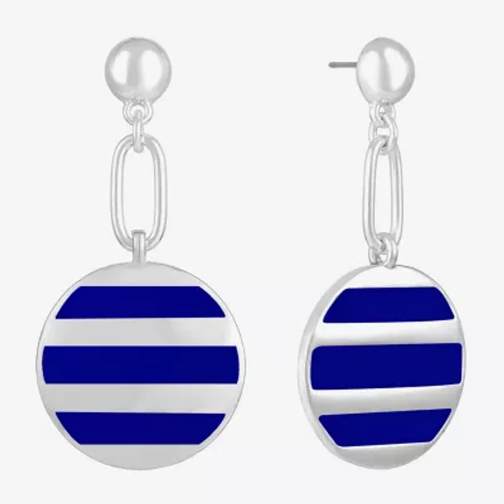 Liz Claiborne Paperclip Striped Enamel Drop Earrings