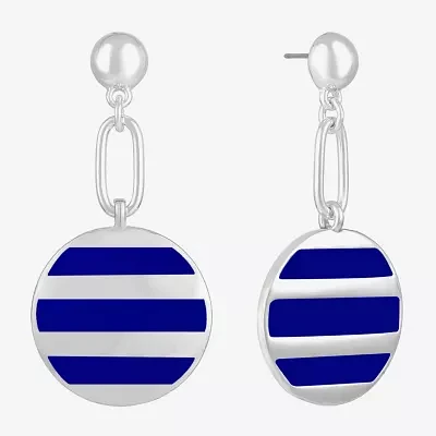 Liz Claiborne Paperclip Striped Enamel Drop Earrings