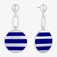 Liz Claiborne Paperclip Striped Enamel Drop Earrings