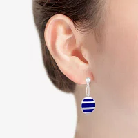 Liz Claiborne Paperclip Striped Enamel Drop Earrings