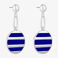 Liz Claiborne Paperclip Striped Enamel Drop Earrings