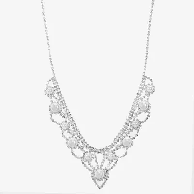 Monet Jewelry Silver Tone Frontal Scallop Silver Tone Collar Necklace