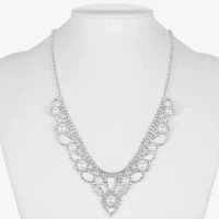 Monet Jewelry Silver Tone Frontal Scallop Silver Tone Collar Necklace