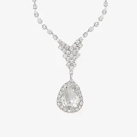 Monet Jewelry Silver Tone Pendant Necklace & Drop Earrings Glass Silver Tone 2-pc. Jewelry Set