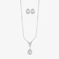 Monet Jewelry Silver Tone Pendant Necklace & Drop Earrings Glass Silver Tone 2-pc. Jewelry Set