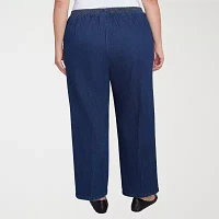 Alfred Dunner Free Spirit Womens Mid Rise Straight Leg Jean