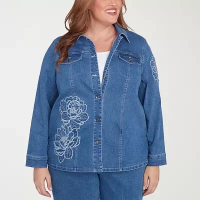 Alfred Dunner Free Spirit Lightweight Denim Womens Plus Jacket