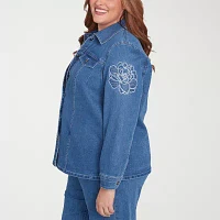 Alfred Dunner Free Spirit Lightweight Denim Womens Plus Jacket