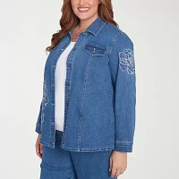 Alfred Dunner Free Spirit Lightweight Denim Womens Plus Jacket