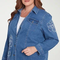 Alfred Dunner Free Spirit Lightweight Denim Womens Plus Jacket