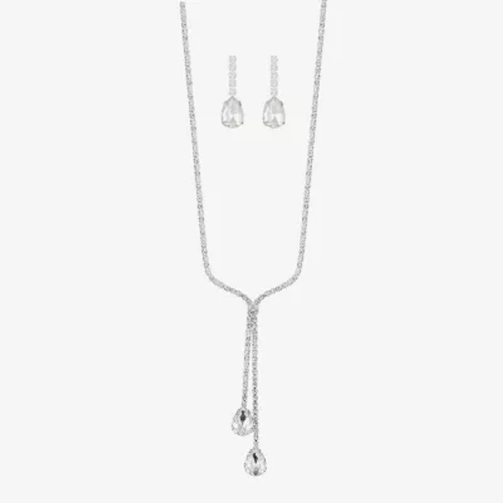 Monet Jewelry Silver Tone Bolo Necklace & Drop Earrings Glass Silver Tone 2-pc. Jewelry Set