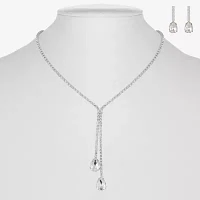 Monet Jewelry Silver Tone Bolo Necklace & Drop Earrings Glass Silver Tone 2-pc. Jewelry Set