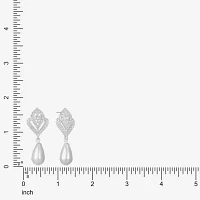 Monet Jewelry Silver Tone Glass Simulated Pearl Drop Earrings