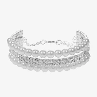 Monet Jewelry Silver Tone Womens Glass Cuff Bracelet