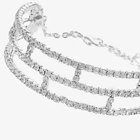 Monet Jewelry Timeless Silver Tone Womens Glass Cuff Bracelet