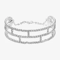 Monet Jewelry Timeless Silver Tone Womens Glass Cuff Bracelet