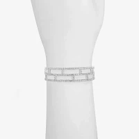 Monet Jewelry Timeless Silver Tone Womens Glass Cuff Bracelet