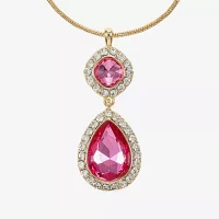 Monet Jewelry Halo Womens Yellow Glass Zinc Cushion Pear Pendant Necklaces