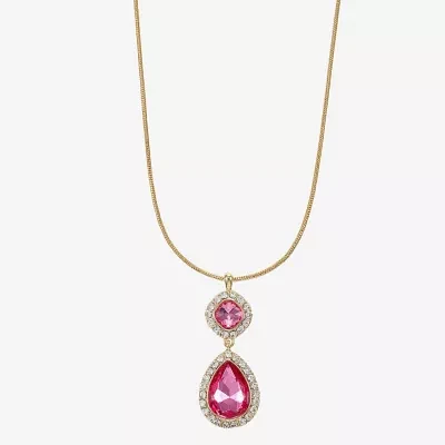 Monet Jewelry Halo Womens Yellow Glass Zinc Cushion Pear Pendant Necklaces
