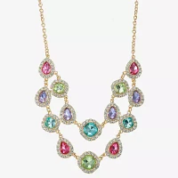 Monet Jewelry Halo Multi Color Glass Gold Tone Strand Necklace