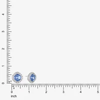 Monet Jewelry Halo Blue Glass 18mm Cushion Stud Earrings