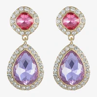 Monet Jewelry Halo Multi Color Glass Drop Earrings