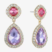 Monet Jewelry Halo Multi Color Glass Drop Earrings
