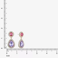 Monet Jewelry Halo Multi Color Glass Drop Earrings