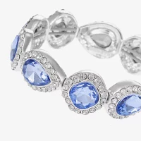 Monet Jewelry Halo Blue Glass Pear Cushion Stretch Bracelet