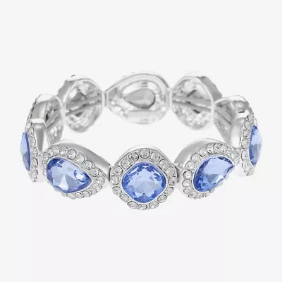 Monet Jewelry Halo Blue Glass Pear Cushion Stretch Bracelet