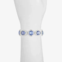 Monet Jewelry Halo Blue Glass Pear Cushion Stretch Bracelet