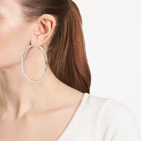 Sterling Silver 65mm Round Hoop Earrings