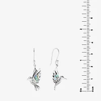 Bali Inspired Hummingbird Gray Abalone Sterling Silver Drop Earrings