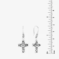 Bali Inspired Sterling Silver Cross Drop Earrings