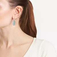Genuine Blue Turquoise Sterling Silver Oval Drop Earrings