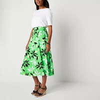 Liz Claiborne Womens Midi Full Skirt