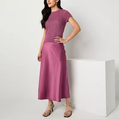 Worthington Womens Midi A-Line Skirt